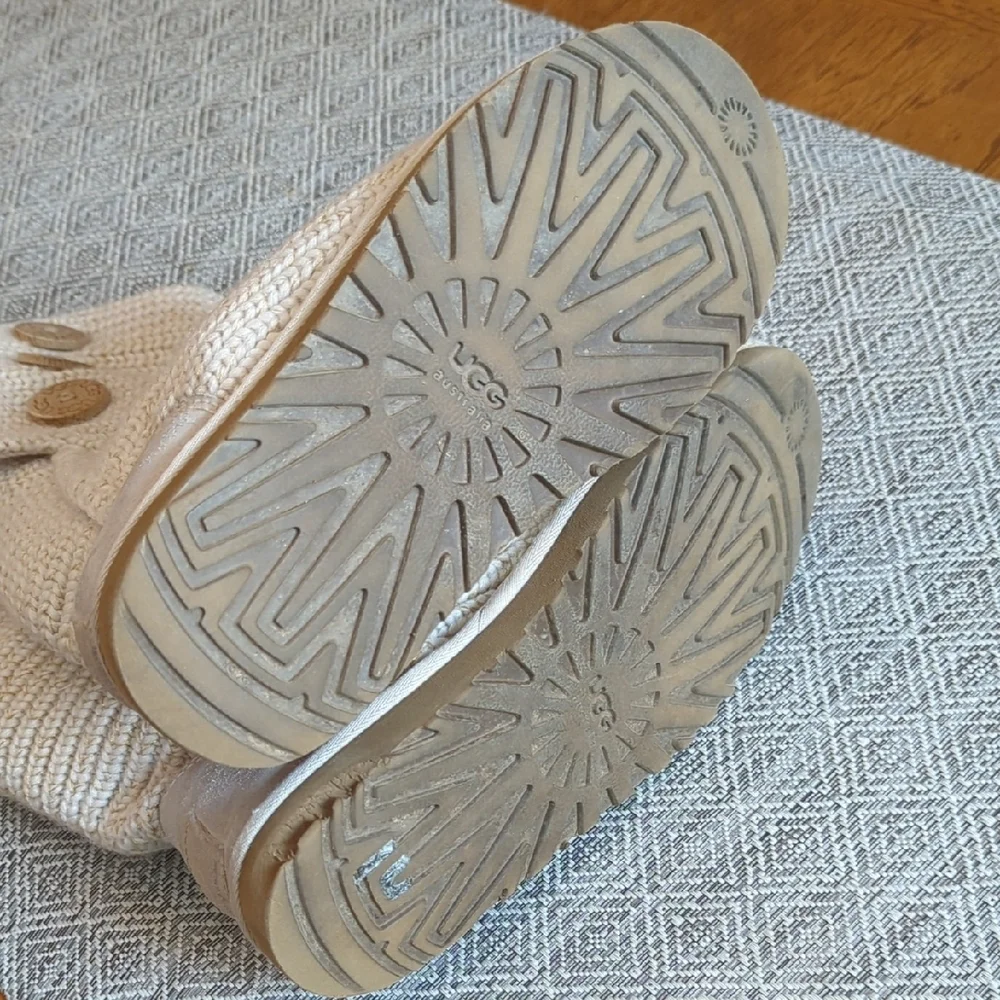UGG Cardy Cream Knit Button Winter Boots